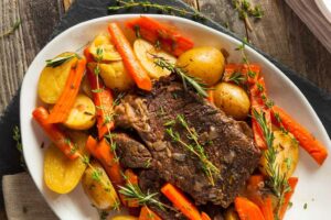 Delicious highland grass fed roast cooked in the slow cooker